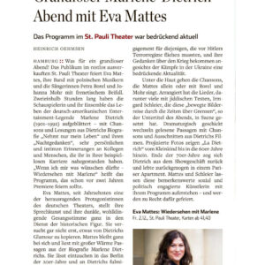 Wiedersehen mit Marlene: Marlenes Nachtgedanken (Hamburger Abendblatt 9.5.2022)